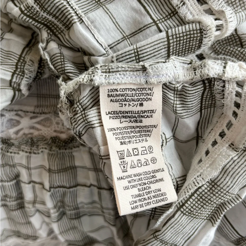 Free People Time Out Tunic like new Small Plaid with lace detail